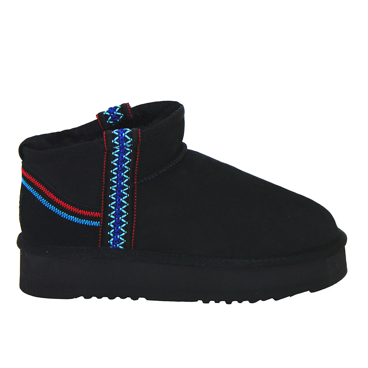 Boho Mini Platform Ugg Boots – Black