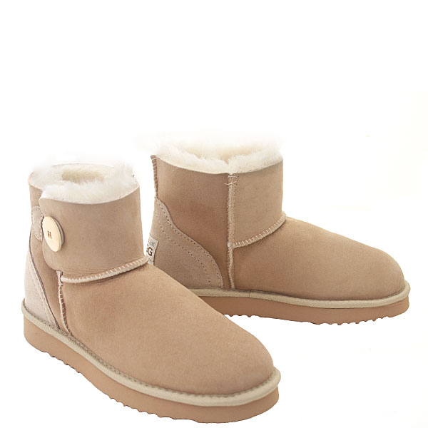 Button Wraps Mini Ugg Boots - Sand