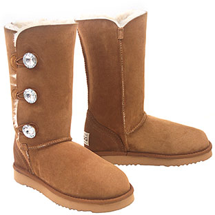 Crystal Button Wraps Ugg Boots Chestnut