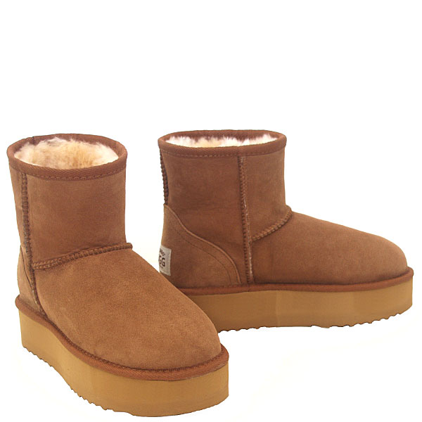 Deluxe Platform Mini Ugg Boots Chestnut Premium Australian Sheepskin