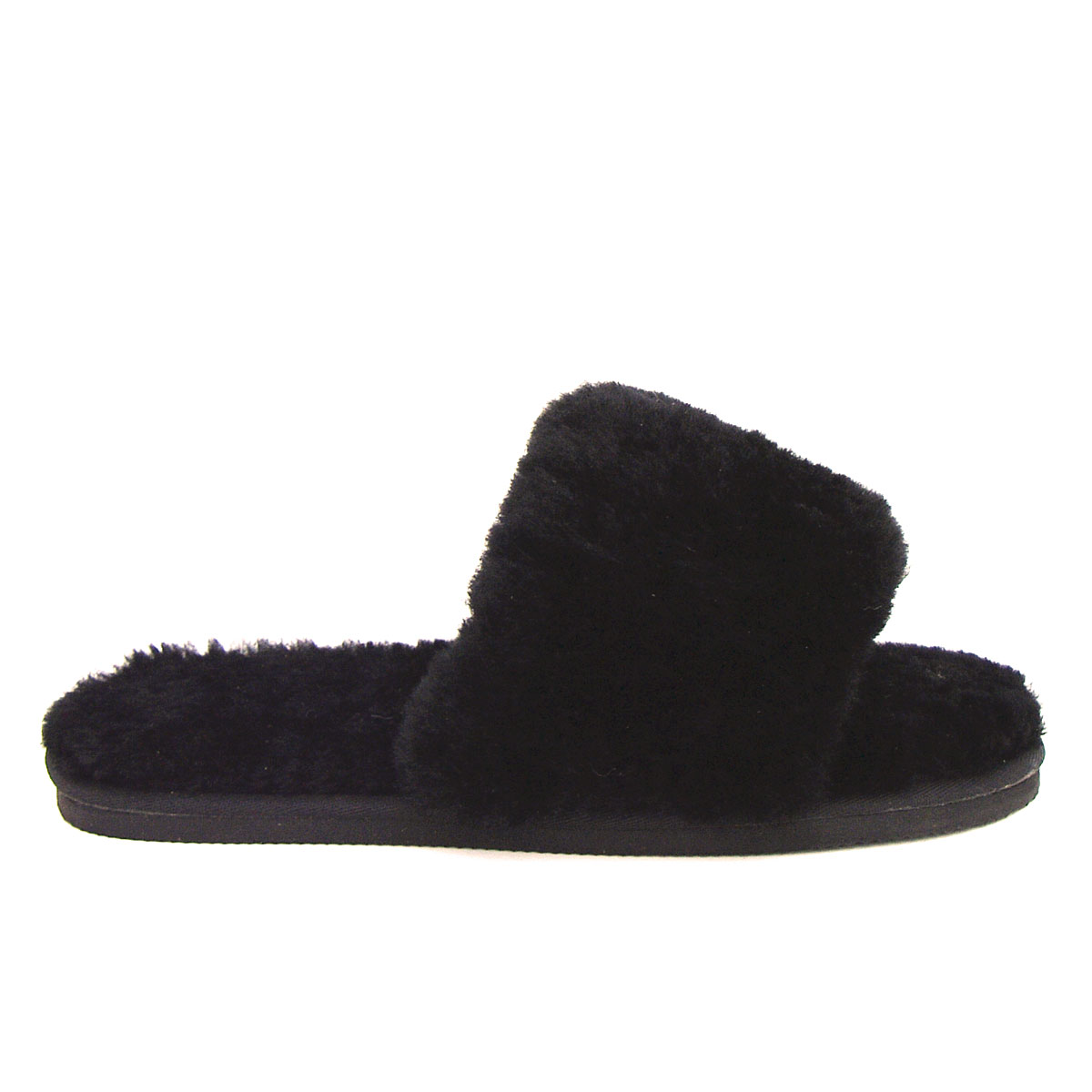 Fluff Sheepskin Slippers - Black