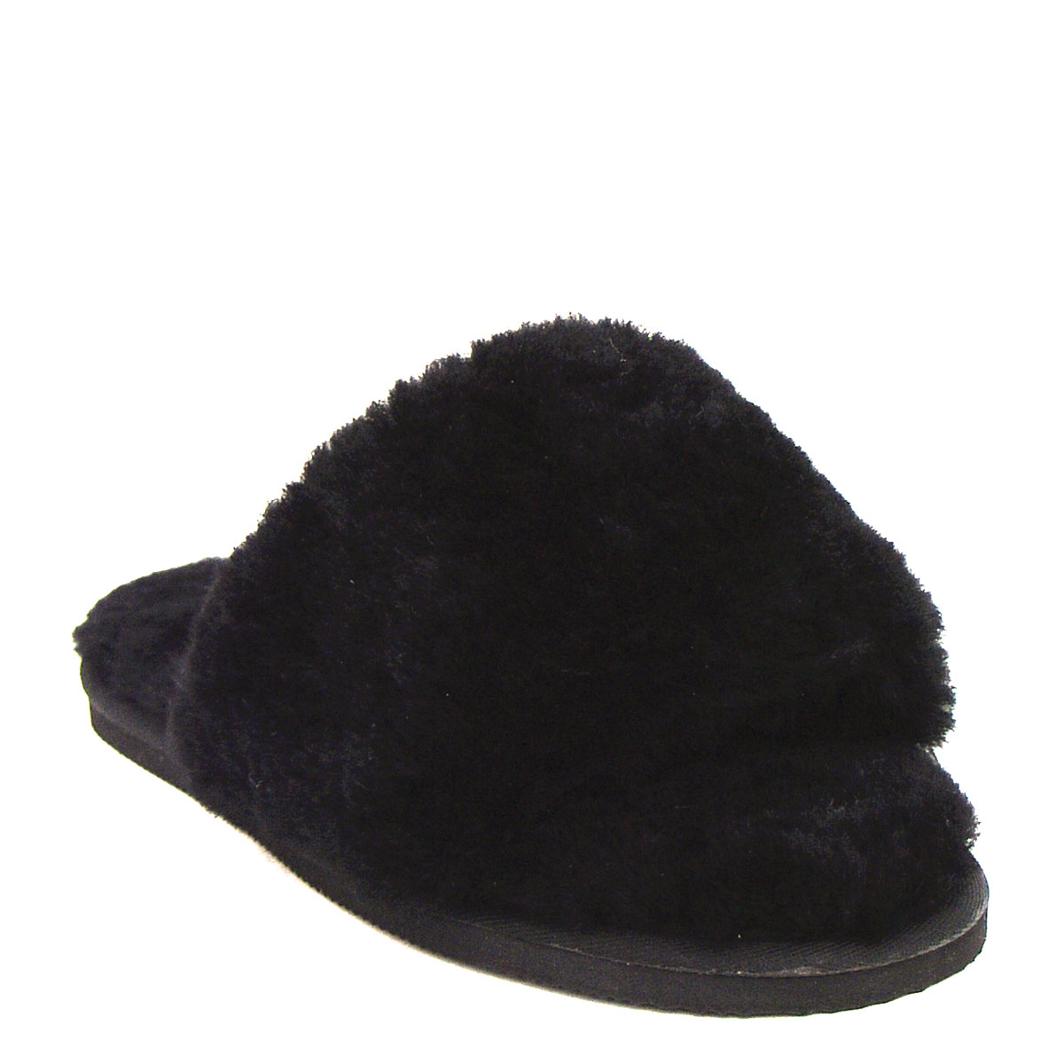 Fluff Sheepskin Slippers - Black