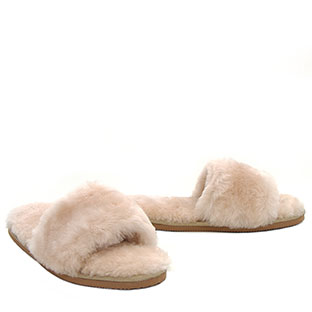 Fluff Sheepskin Slippers - Natural