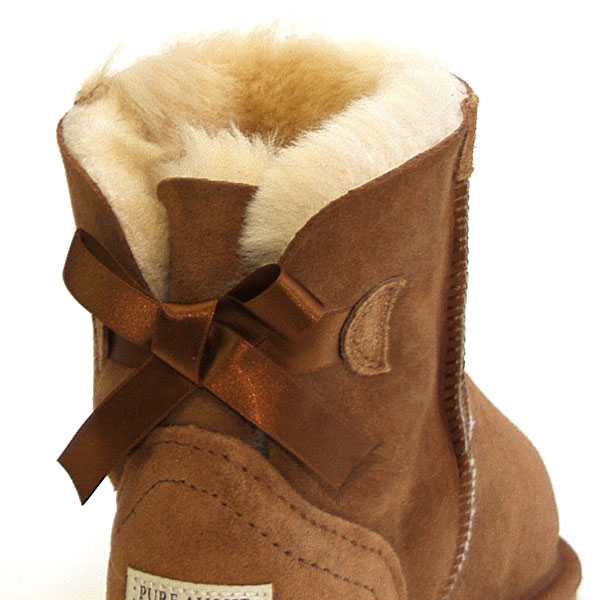 Mini Metro Bow Ugg Boots - Chestnut