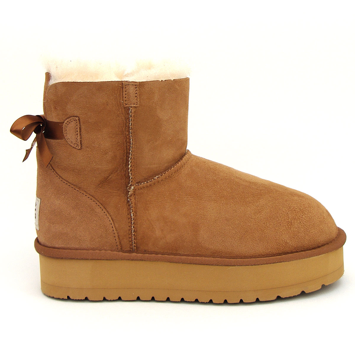 Platform Mini Bow Ugg Boots - Chestnut