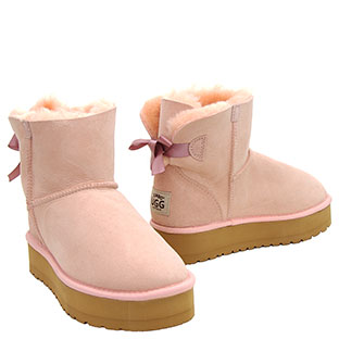 Platform Mini Bow Ugg Boots - Pink