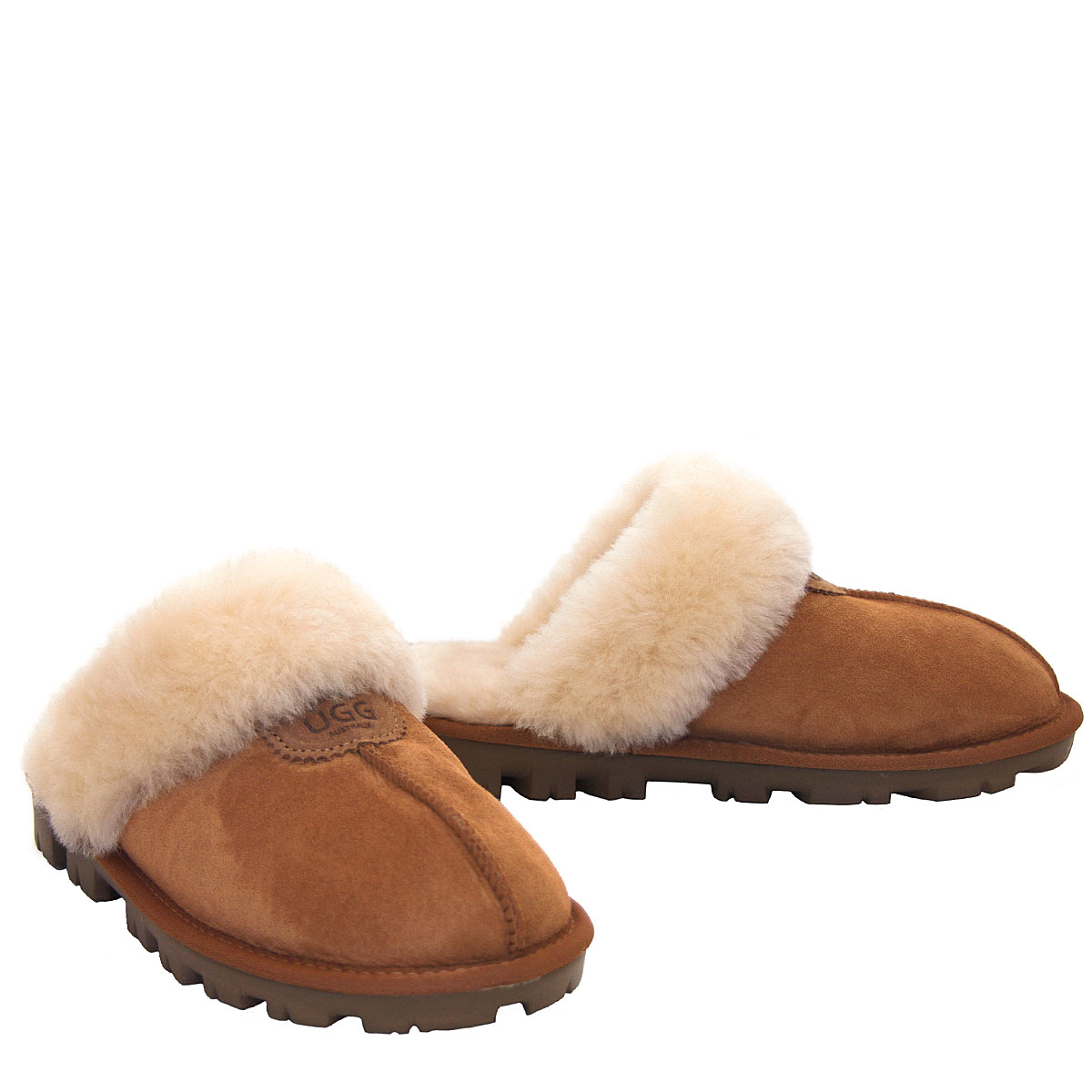 Luxe Ridge Sheepskin Scuffs Chestnut