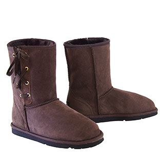 Deluxe Lace-Up Short Ugg Boots - Chocolate