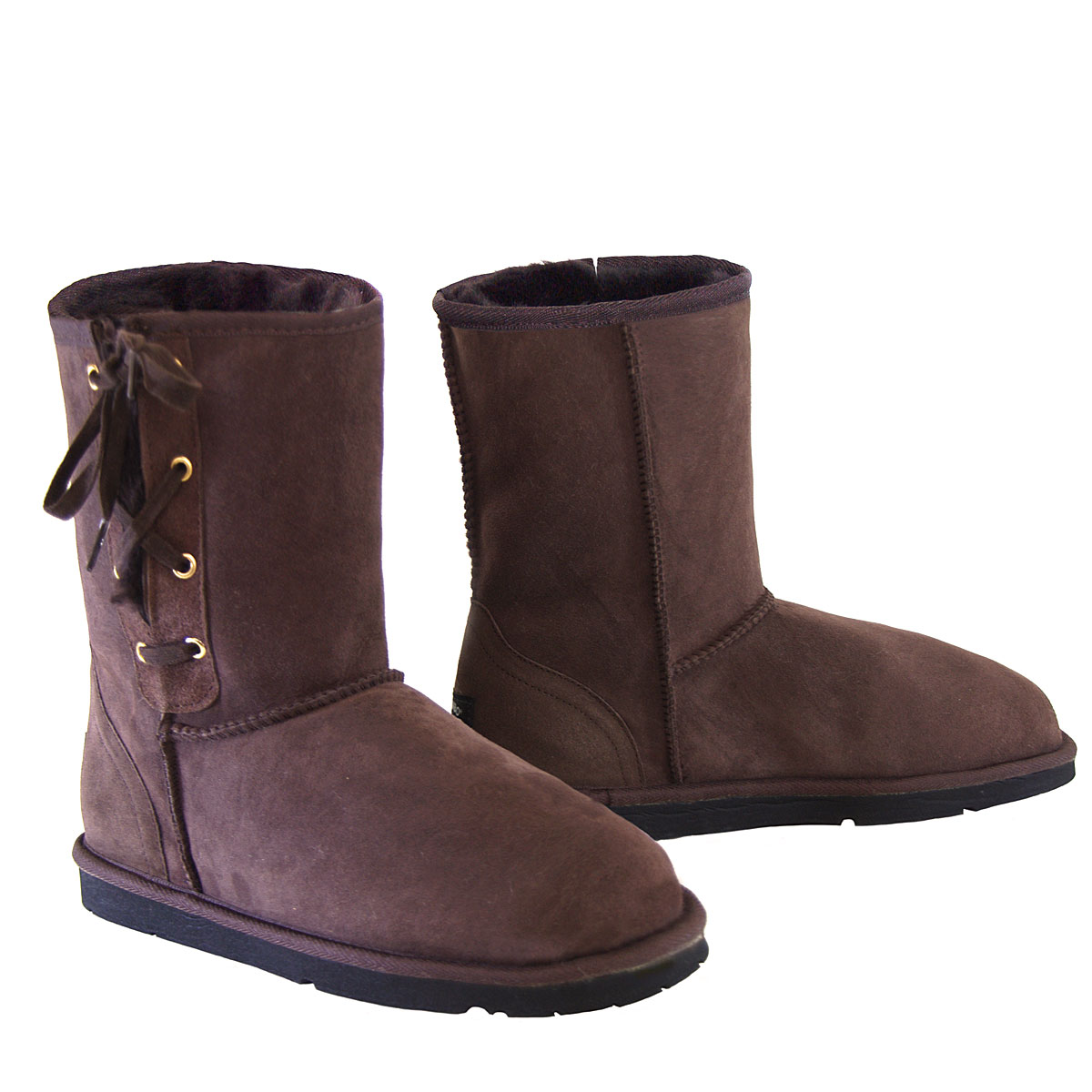 Lace-Up Ugg Boots Chocolate