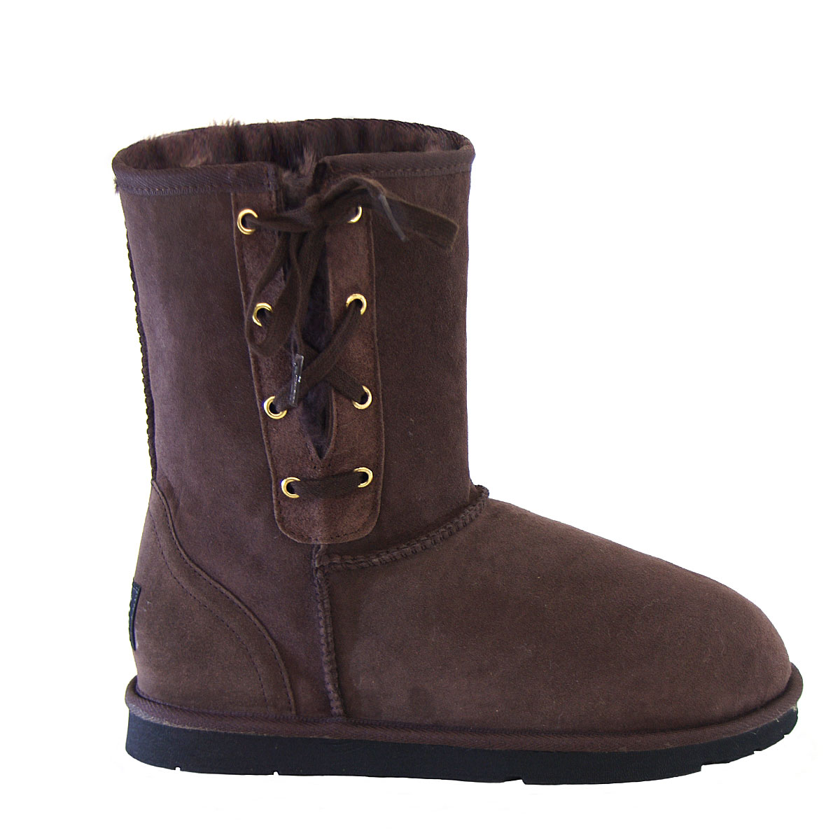 Deluxe Lace-Up Short Ugg Boots - Chocolate