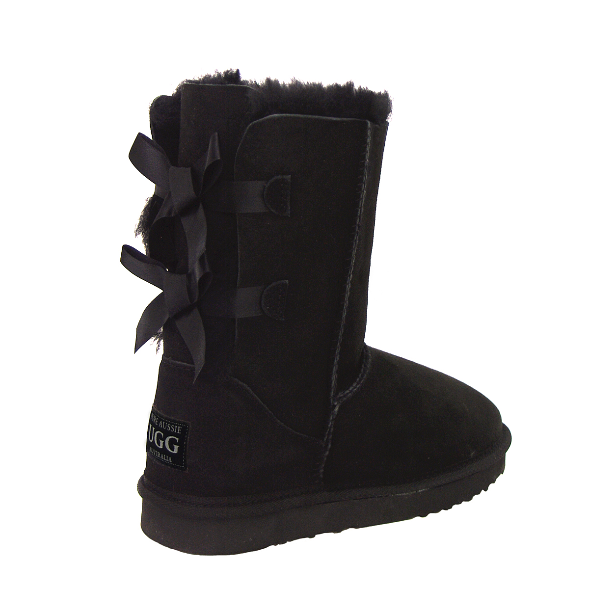 Short Metro Bow Ugg Boots - Black