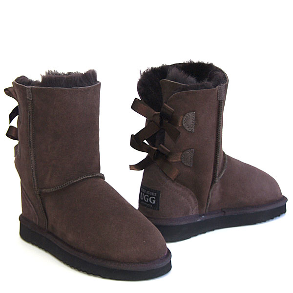 Chocolate brown uggs with bows best sale