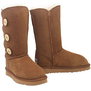 Tall Three Button Wraps Ugg Boots Chestnut