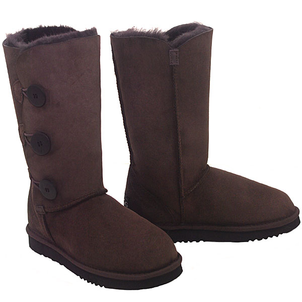 Tall Three Button Wraps Ugg Boots Chocolate