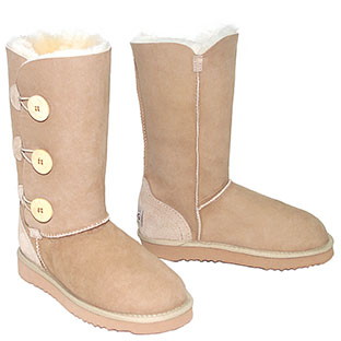 Tall Three Button Wraps Ugg Boots Sand