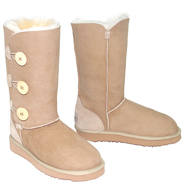 Tall Three Button Wraps Ugg Boots Sand