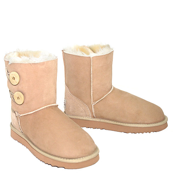 Two Button Wraps Ugg Boots - Sand