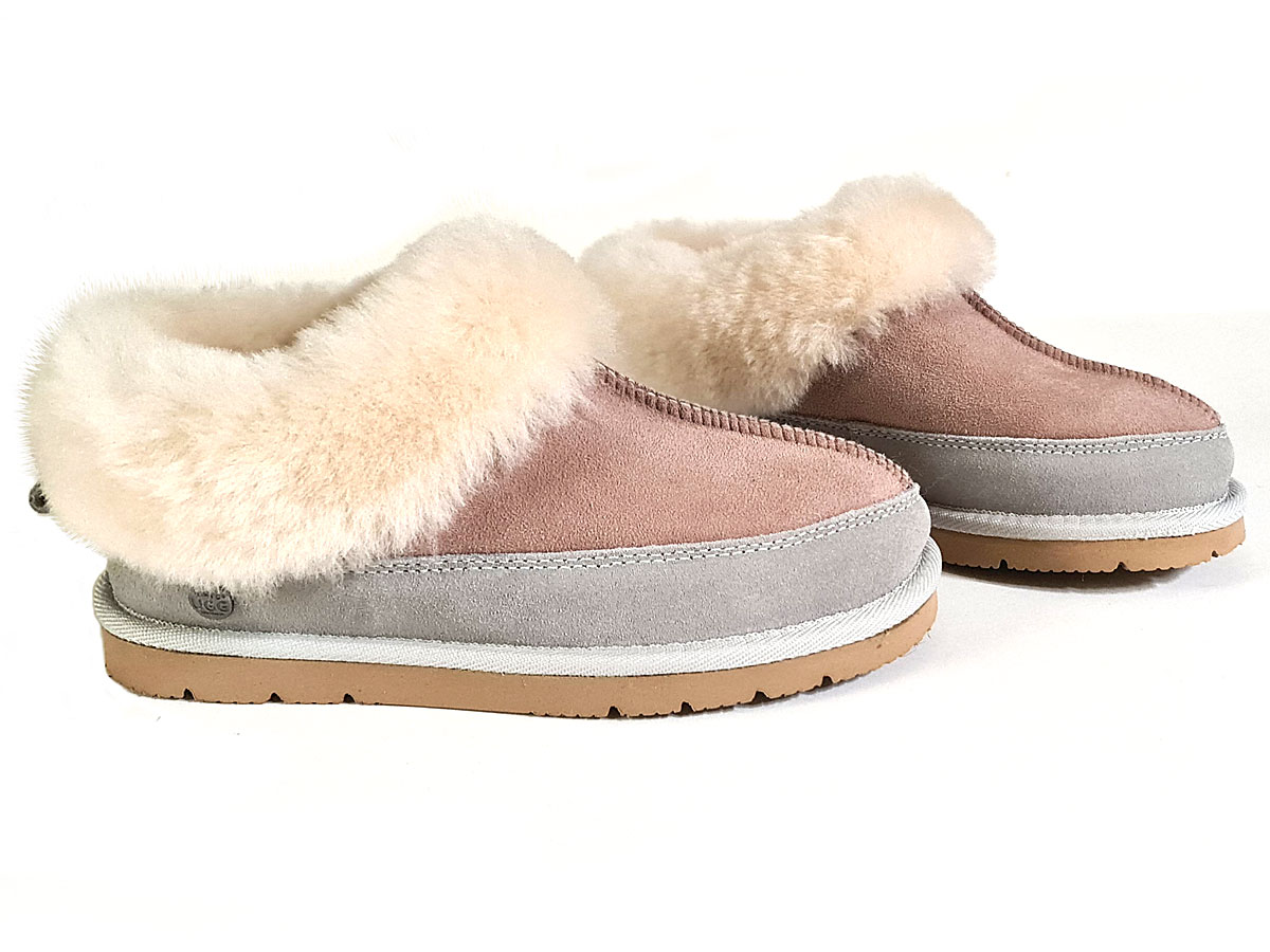 Royal Australia Sheepskin Slippers in Pink and Grey